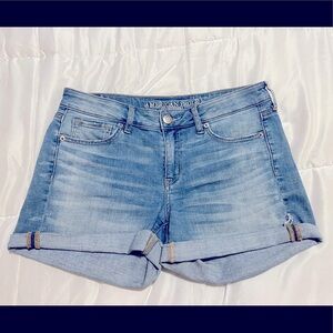American Eagle Midi Stretch Denim Shorts